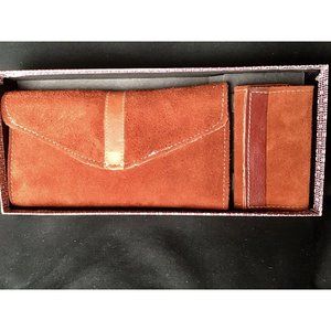 Vintage Westport Exclusive Brown Suede Leather Checkretary & Key Case NOS